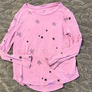 GAP Pink Star-Print Long Sleeve Tee